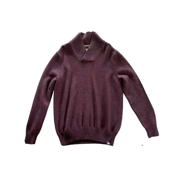 Eddie Bauer Men's Sz L Burgundy Wool Blend Shawl Neck Pullover Sweater - Picture 7 of 7